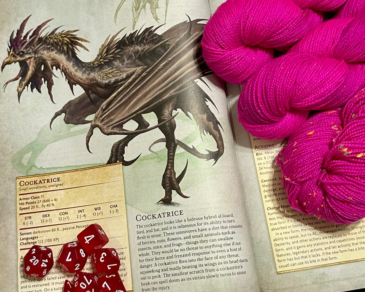 Cockatrice’s Curse – Neon Pink Hand-Dyed Yarn | Fandoms and Fibers