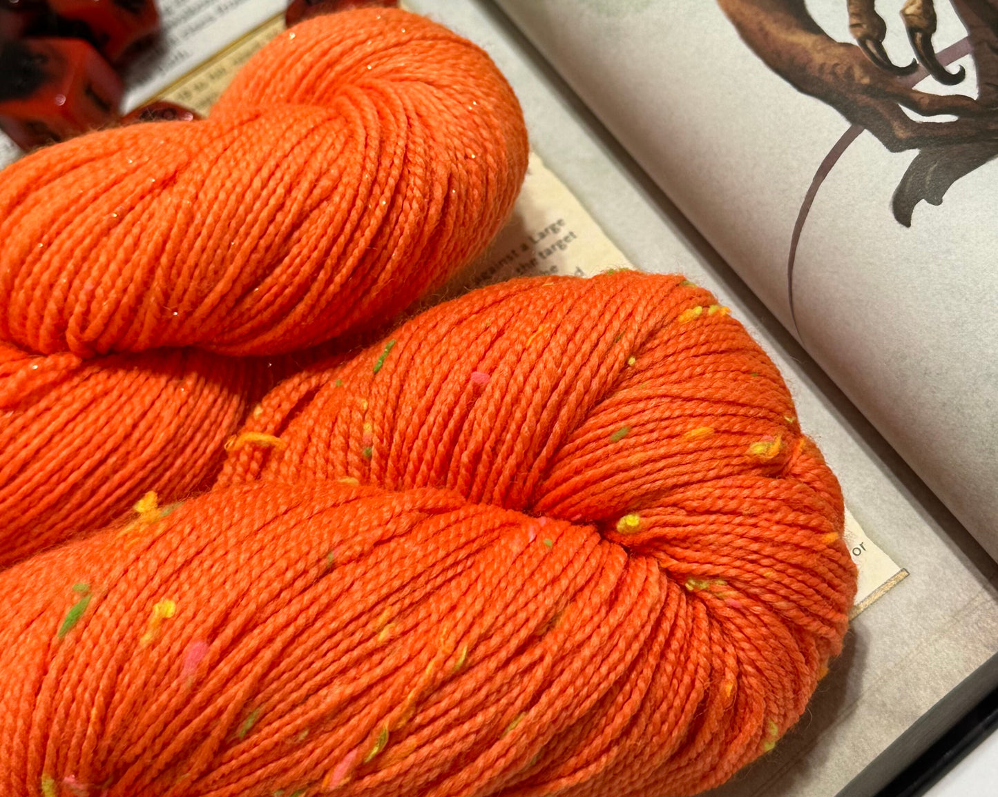 Tarrasque’s Inferno – Neon Orange Hand-Dyed Yarn | Fandoms and Fibers