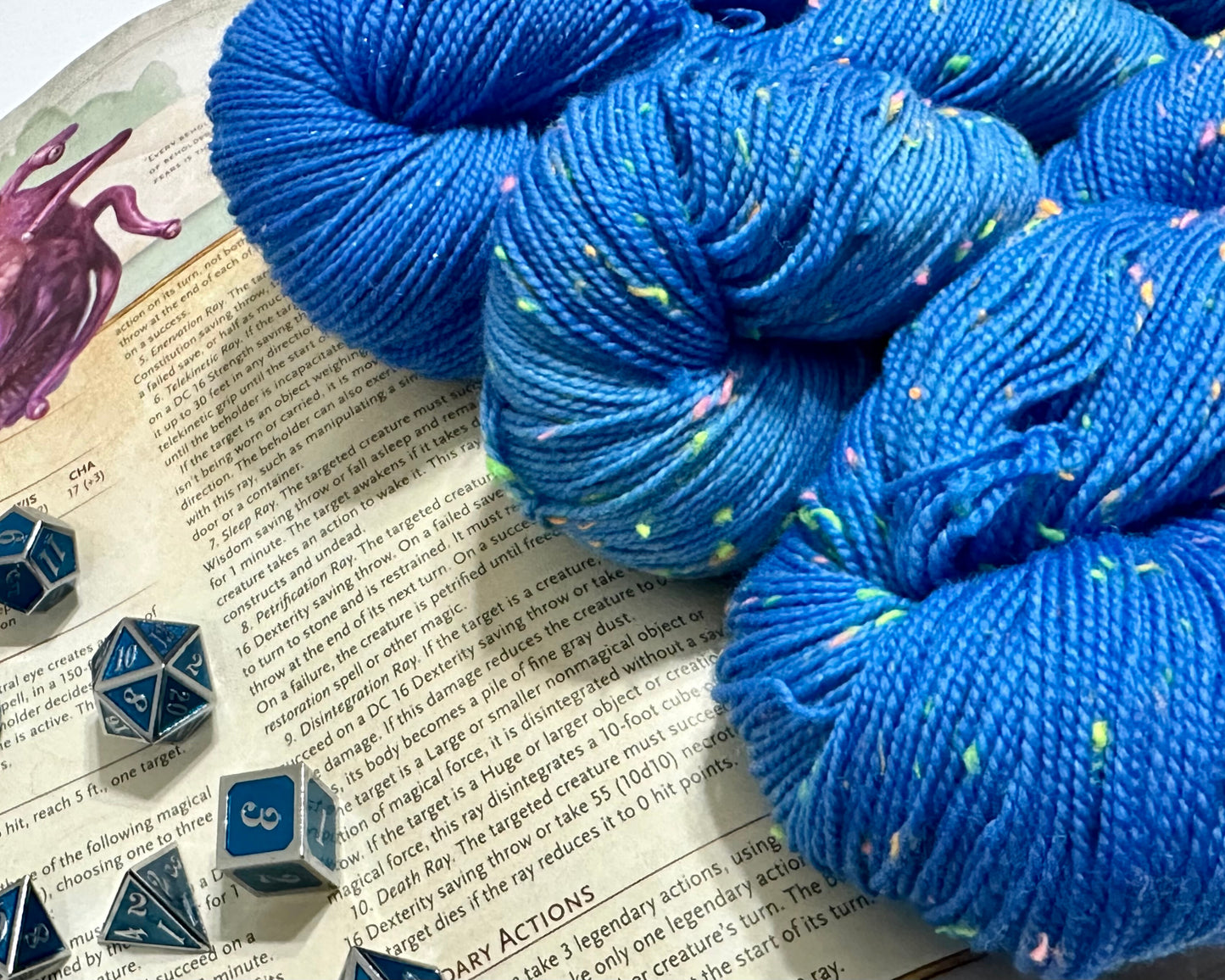 Beholder’s Gaze – Neon Blue Hand-Dyed Yarn | Fandoms and Fibers